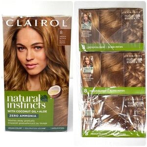 CLAIROL Natural Instincts, zero ammonia, color 8 Medium Blond, 3 pack, NWT